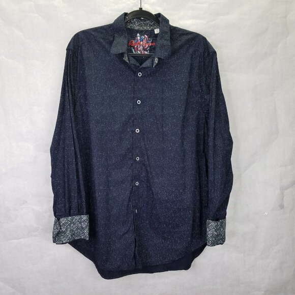 Robert Graham Button Up Shirt Mens XL Flip Cuff Classic Fit Night Sky Star Black - Picture 1 of 16